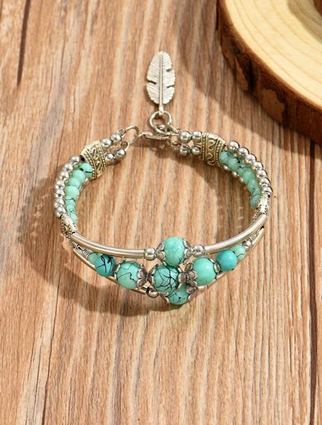 Hold It Together Turquoise Beaded Braclet