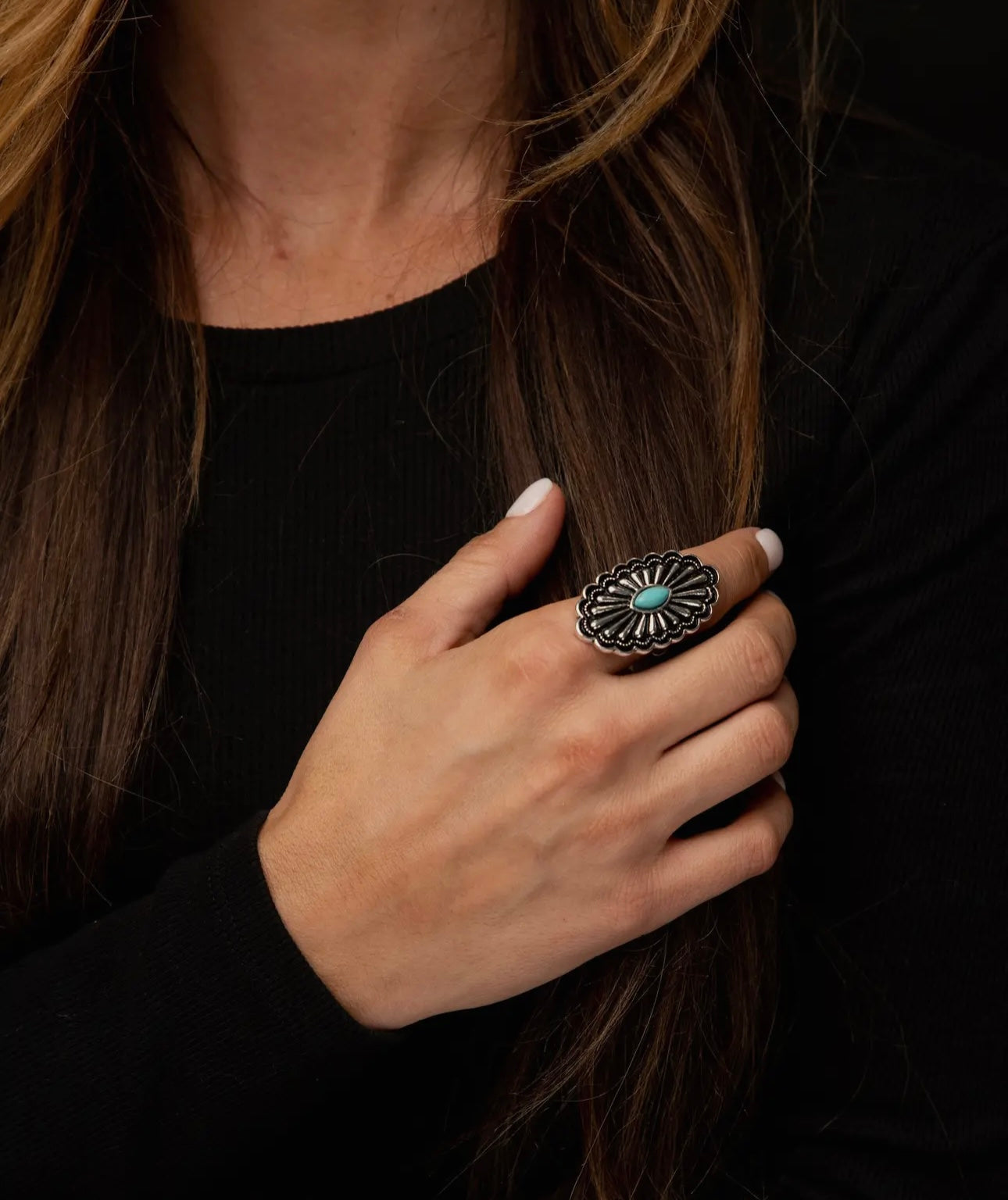 Large Western Turquoise Stone Ring