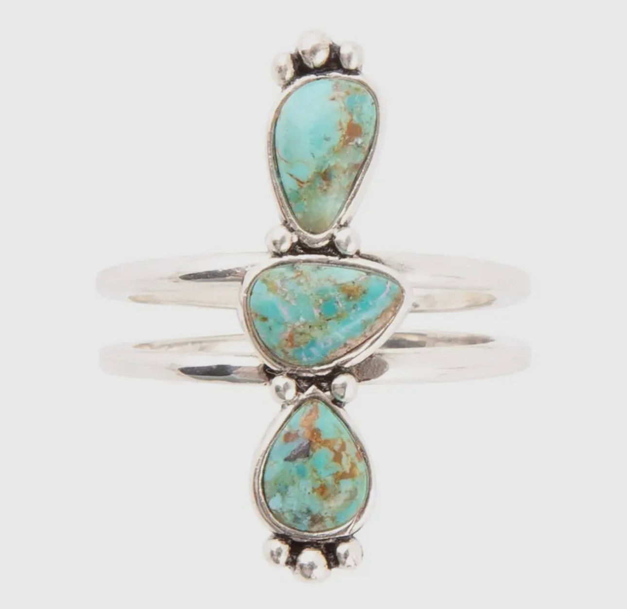 Linear Triple Stone Turquoise and
Sterling Silver Ring