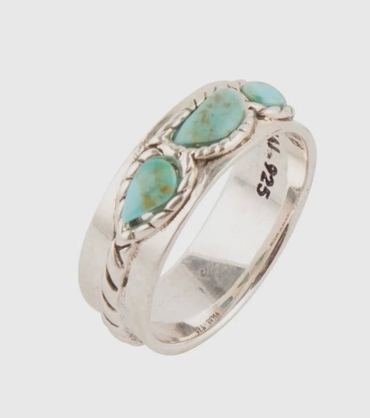 Triple Stone Simplicity Turquoise and
Sterling Silver Ring