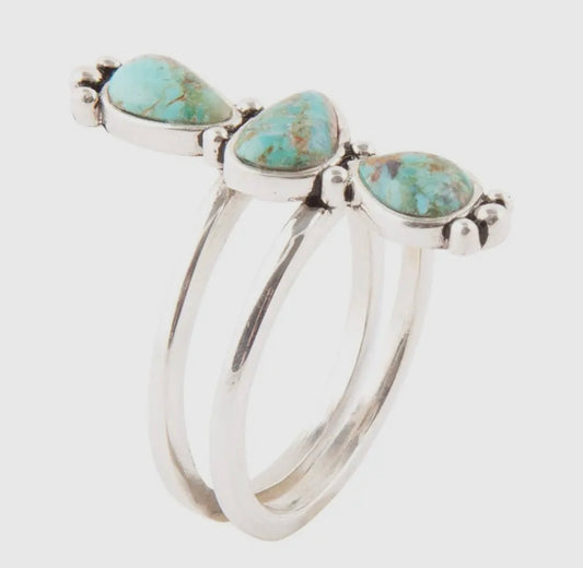 Linear Triple Stone Turquoise and
Sterling Silver Ring