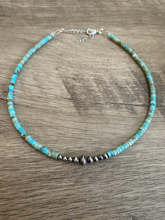 Real Navajo Choker With Composite Turquoise