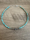 Real Navajo Choker With Composite Turquoise