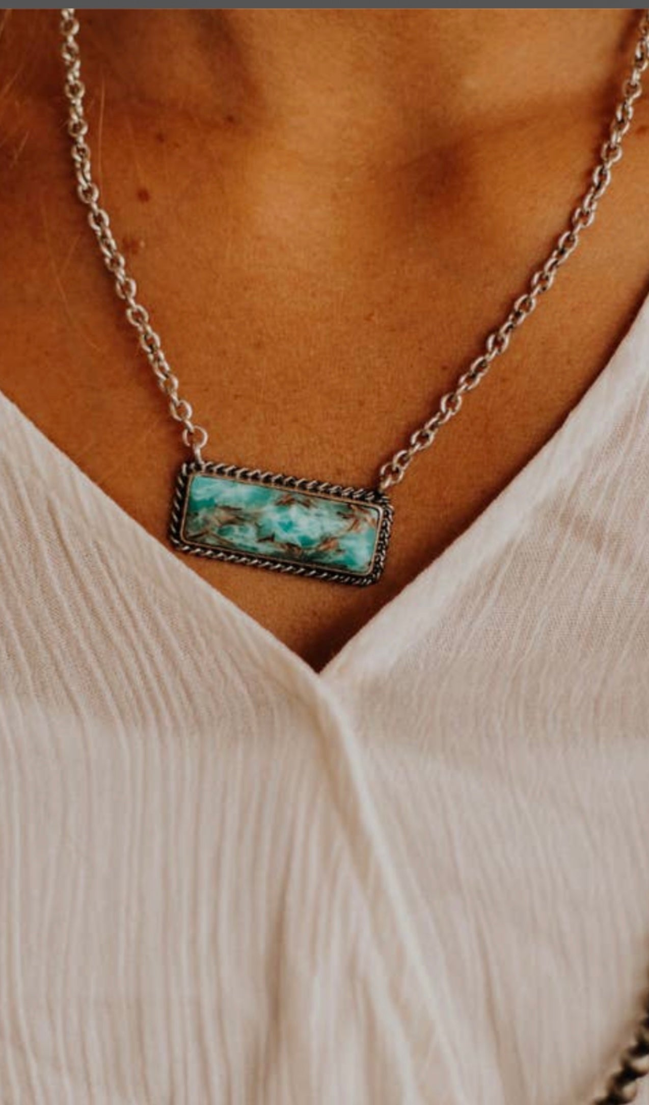 Marbled Turquoise Bar Necklace