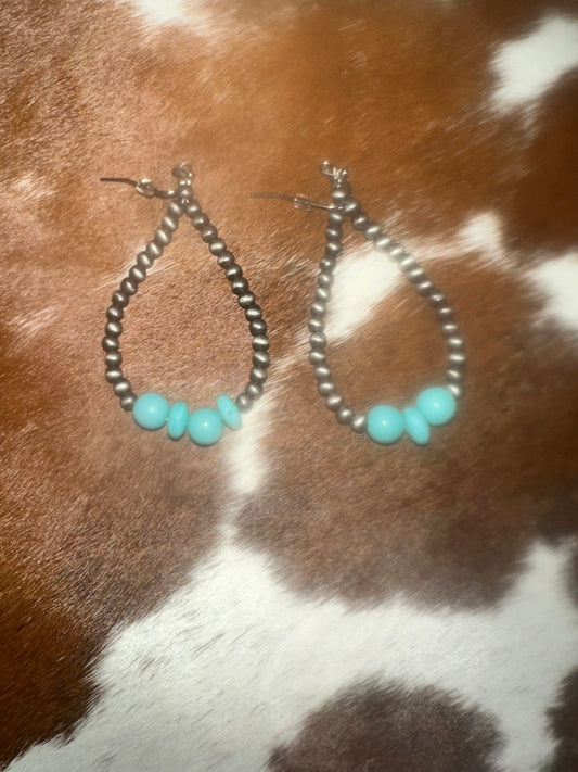 Turquoise Teardrop Navajo Earrings