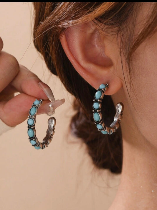 Hillary Loop turquoise earrings