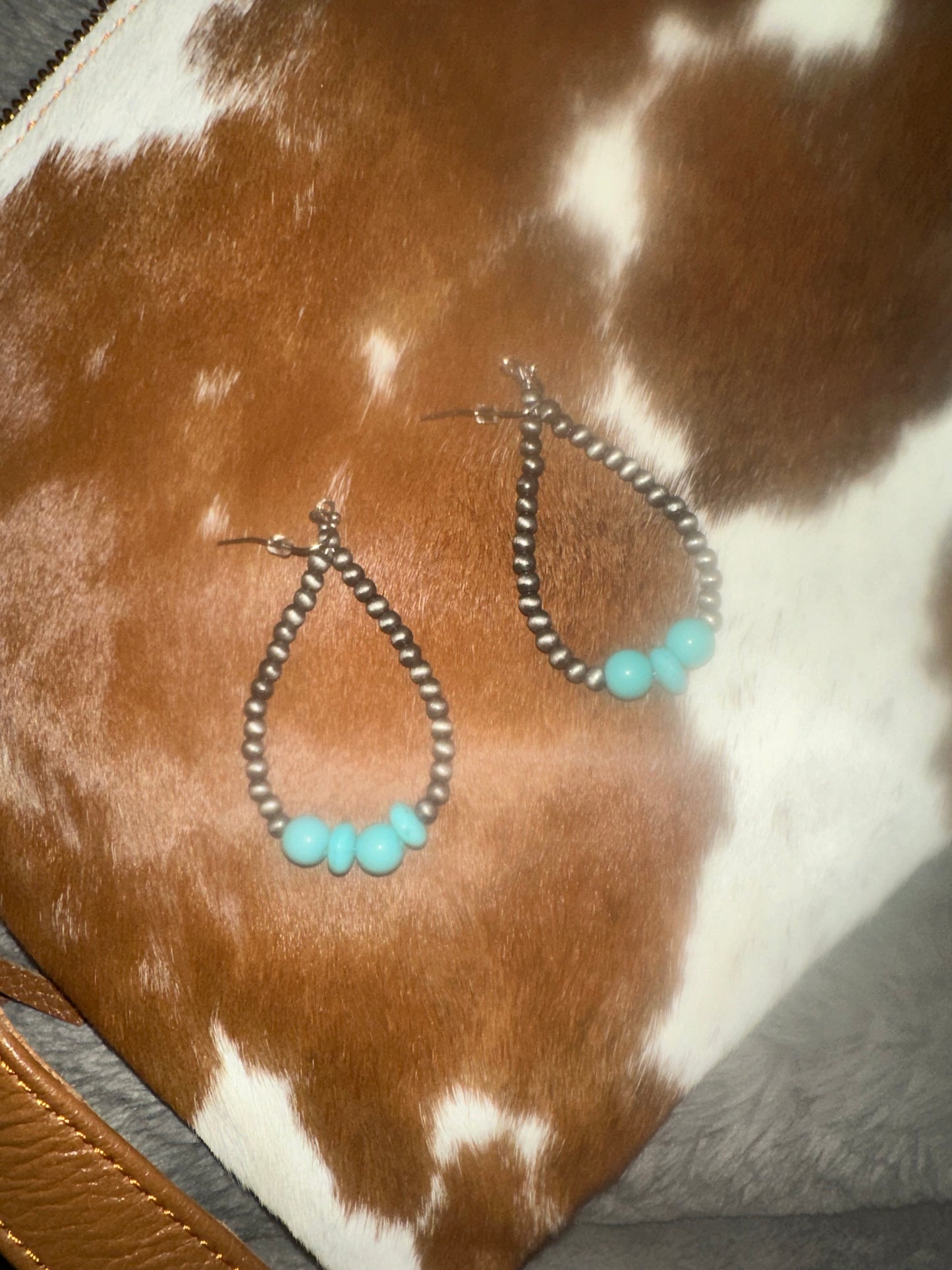 Turquoise Teardrop Navajo Earrings