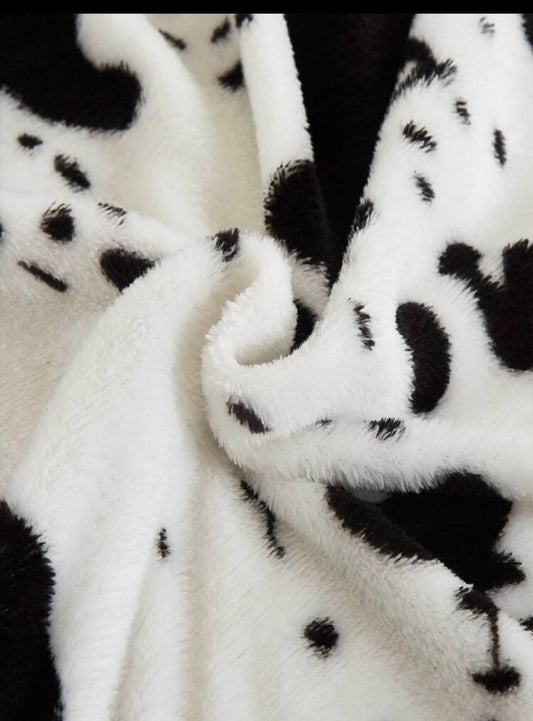 Faux Fur Cow Print Blanet