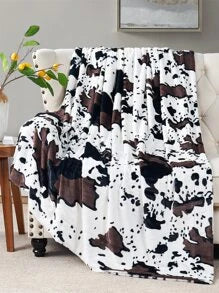 Faux Fur Cow Print Blanet