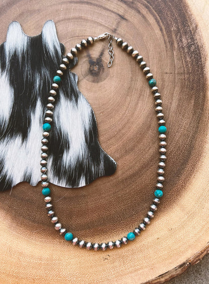 Real Silver & Turquoise Navajo Necklace